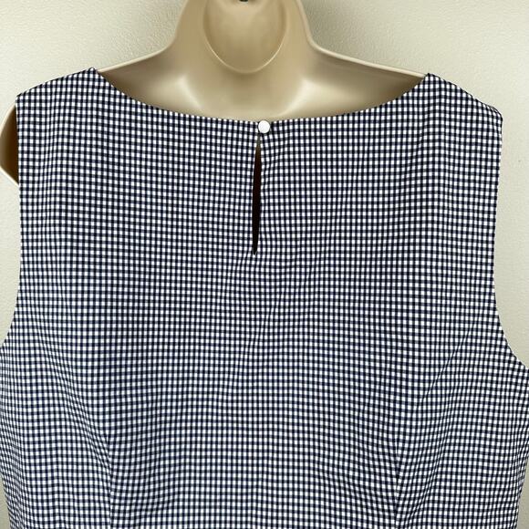 Talbots Blouse Top Sleeveless Gingham Check Plaid Peplum Size 18 Nautical - Picture 5 of 10